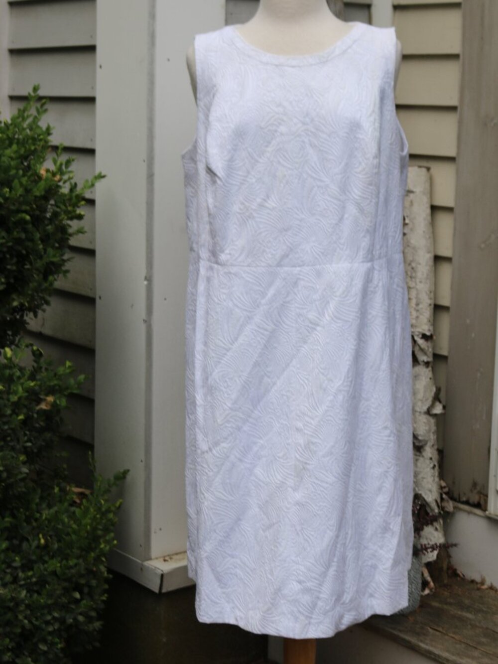 NEW Talbots Plus Sz Petite White Textured Floral Cotton Polly Sheath Dress 18WP